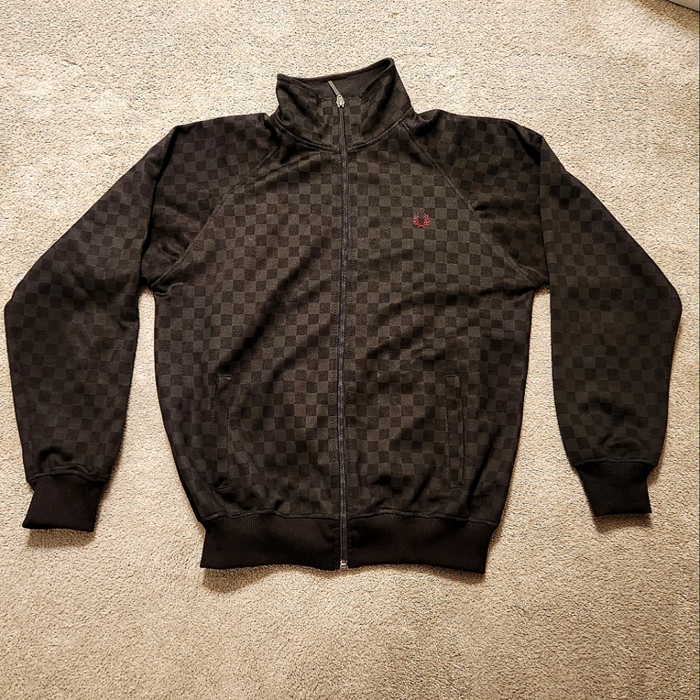 Fred Perry track jacket black checkered